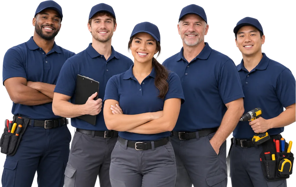 five men in work clothes